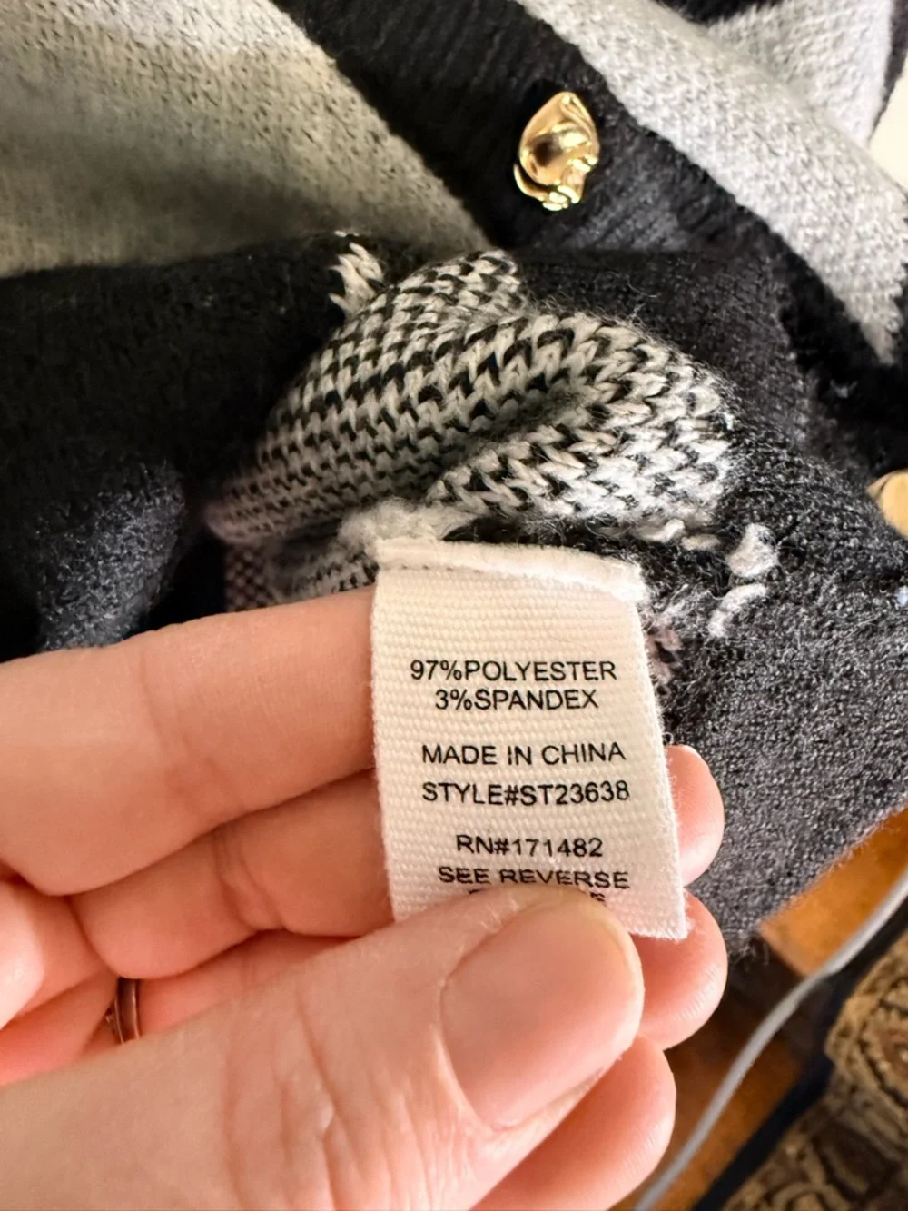 Song of Style Black & Gray Argyle Button Cardigan - Picture 5 of 9